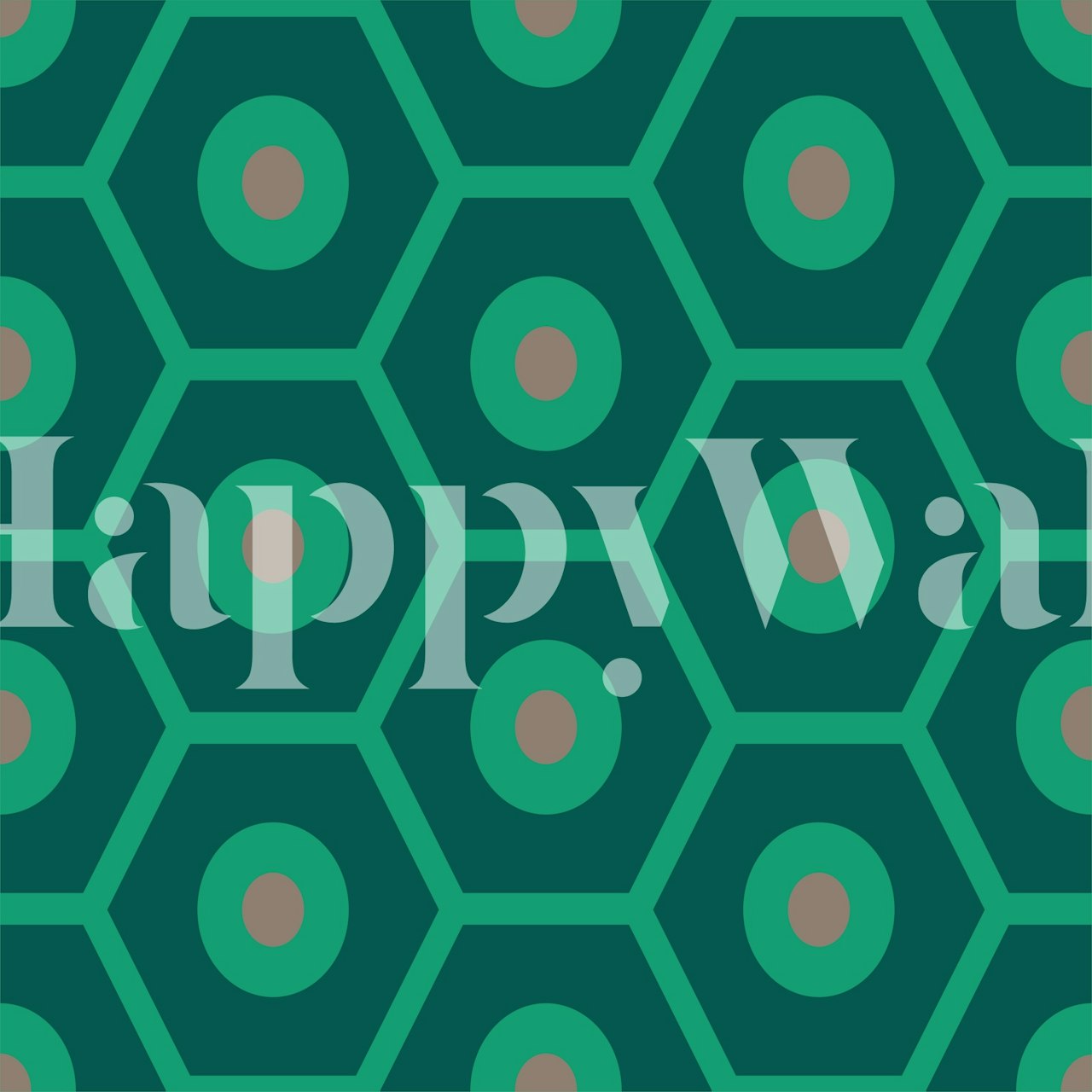 Forest green hexagon pattern wallpaper in a room