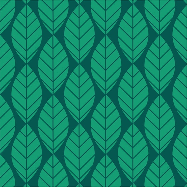 Large leaves pattern in jade and dark green