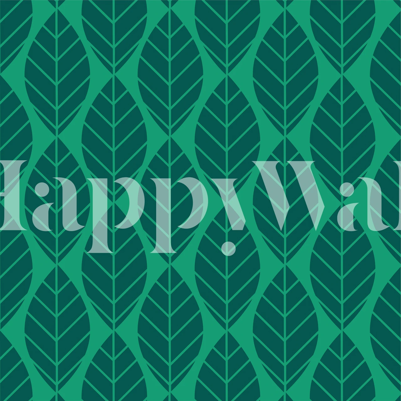 Emerald green jumbo leaves pattern in una stanza