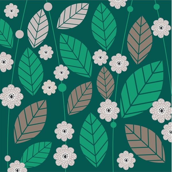 Forestvgreen leaves flowers pattern