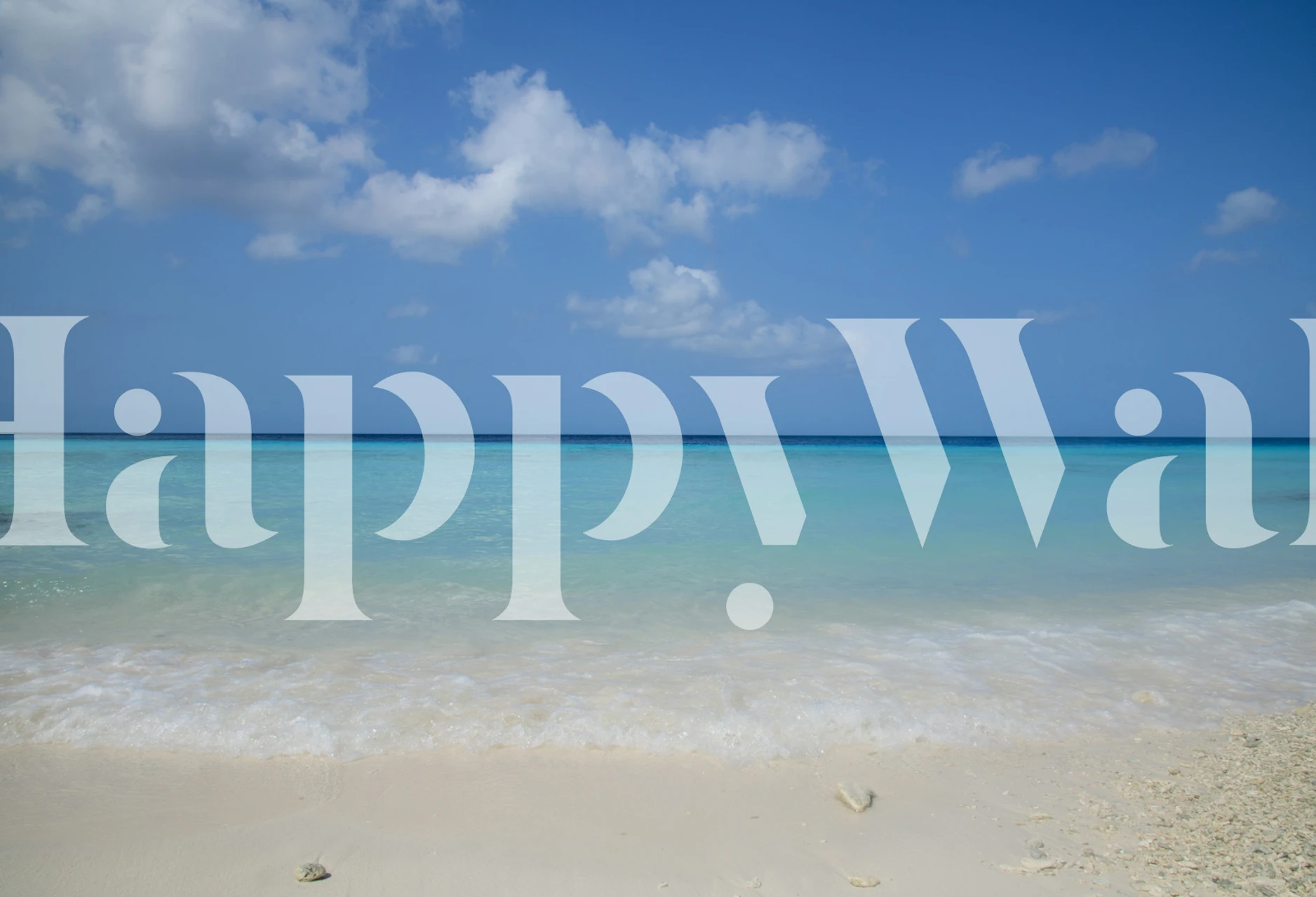 Caribbean beach wall mural with white sands and turquoise ocean