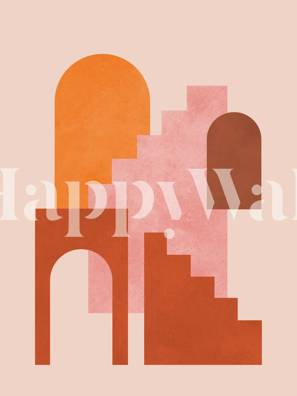 Abstract geometric shapes in warm tones of orange and pink wallpaper