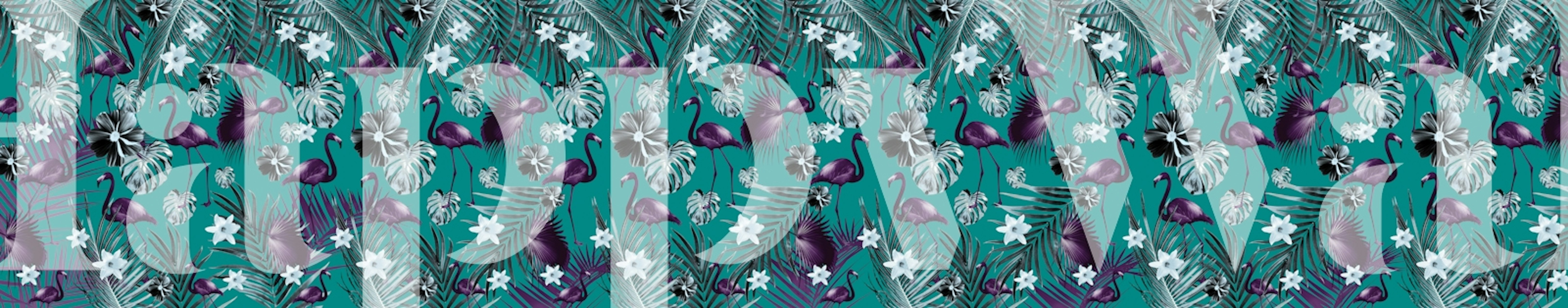 Tropical Flamingo Jungle 6 wallpaper in a room