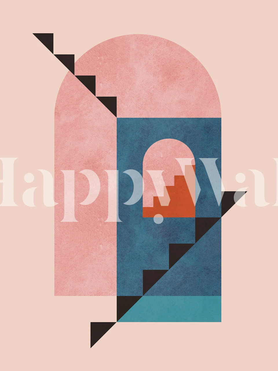 Architectural composition wallpaper in a room