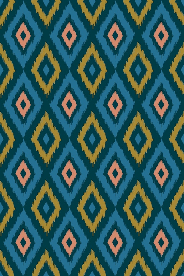 DIAMOND IKAT Boho Woven Exotic Blue Teal