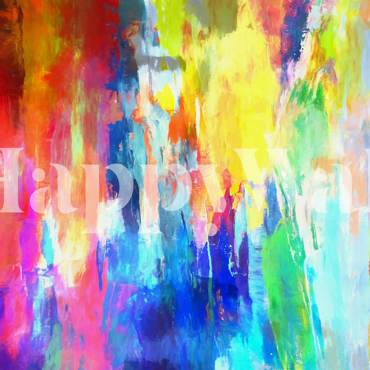 Colorful brushstrokes wallpaper in a room