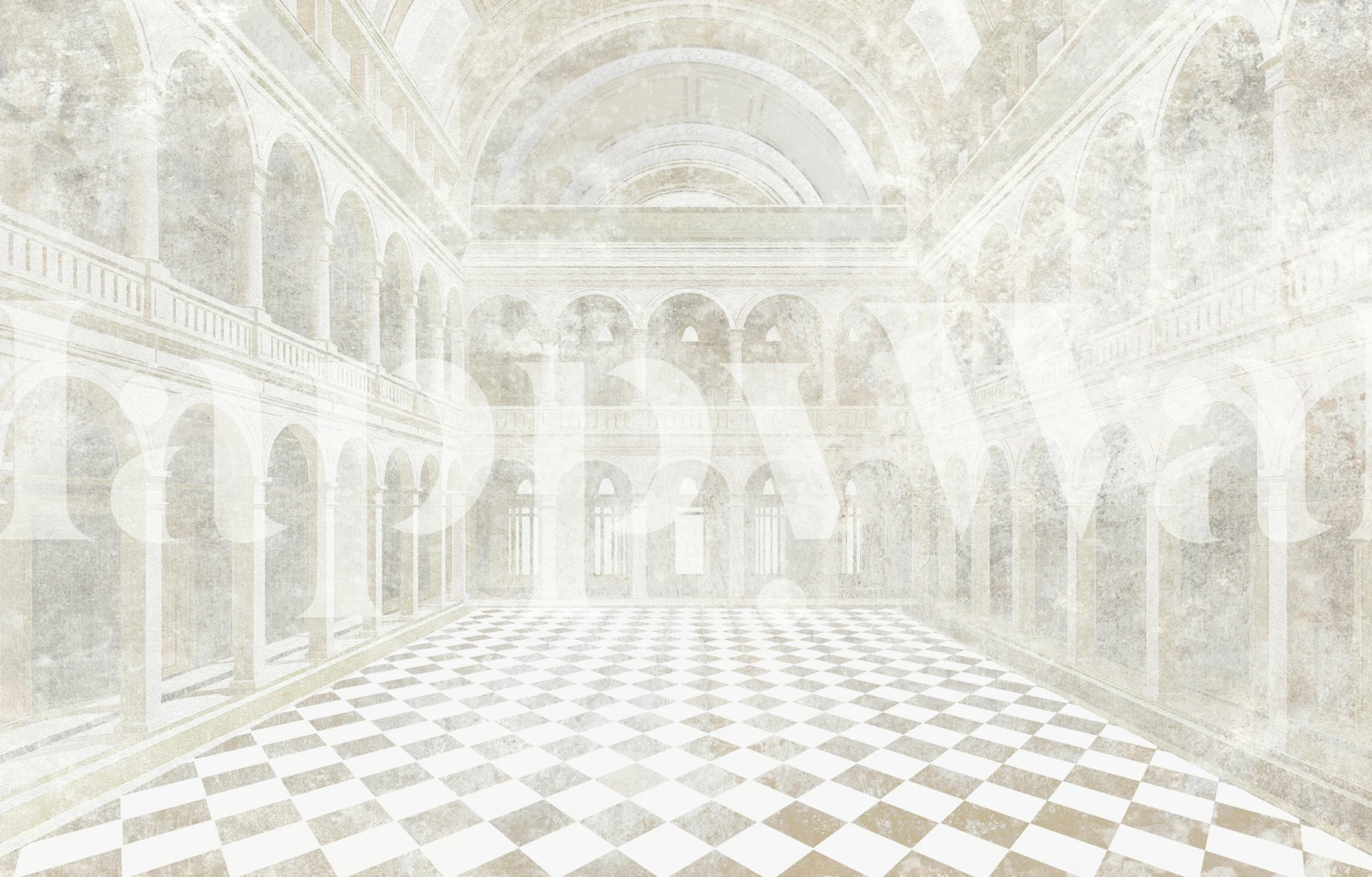 Pastel Beige Grande Bellezza Mural i ett rum