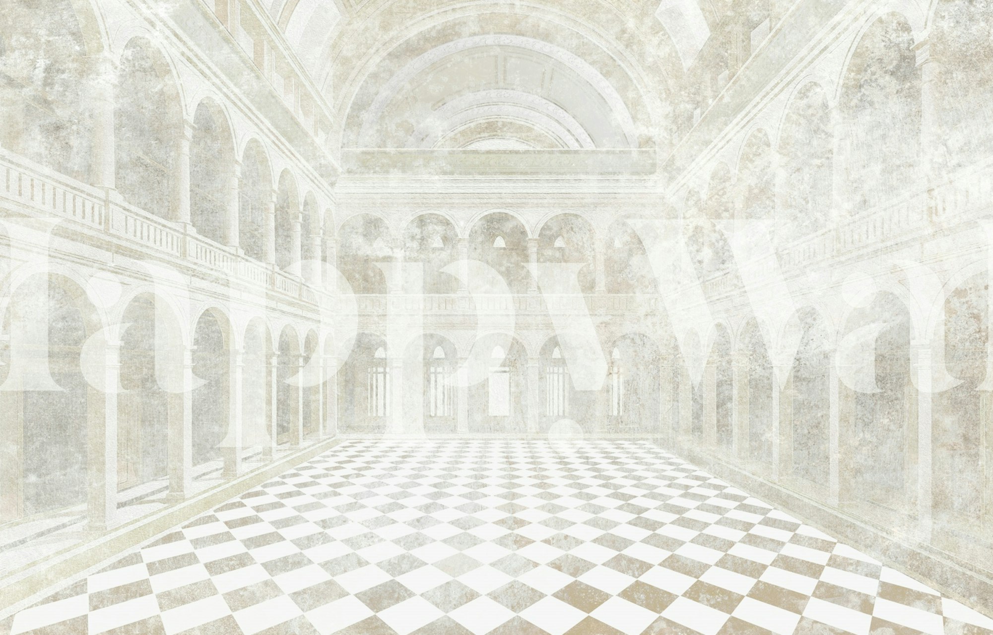 Pastel Beige Grande Bellezza Mural in een kamer