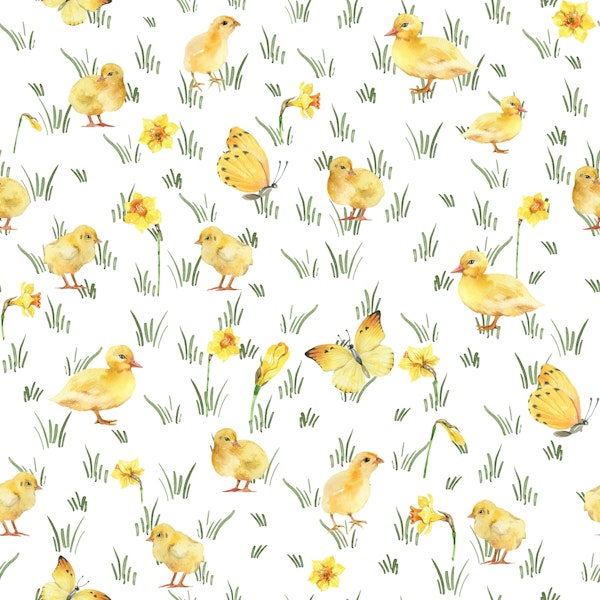 Nursery - Spring Meadow with Chick Butterfly