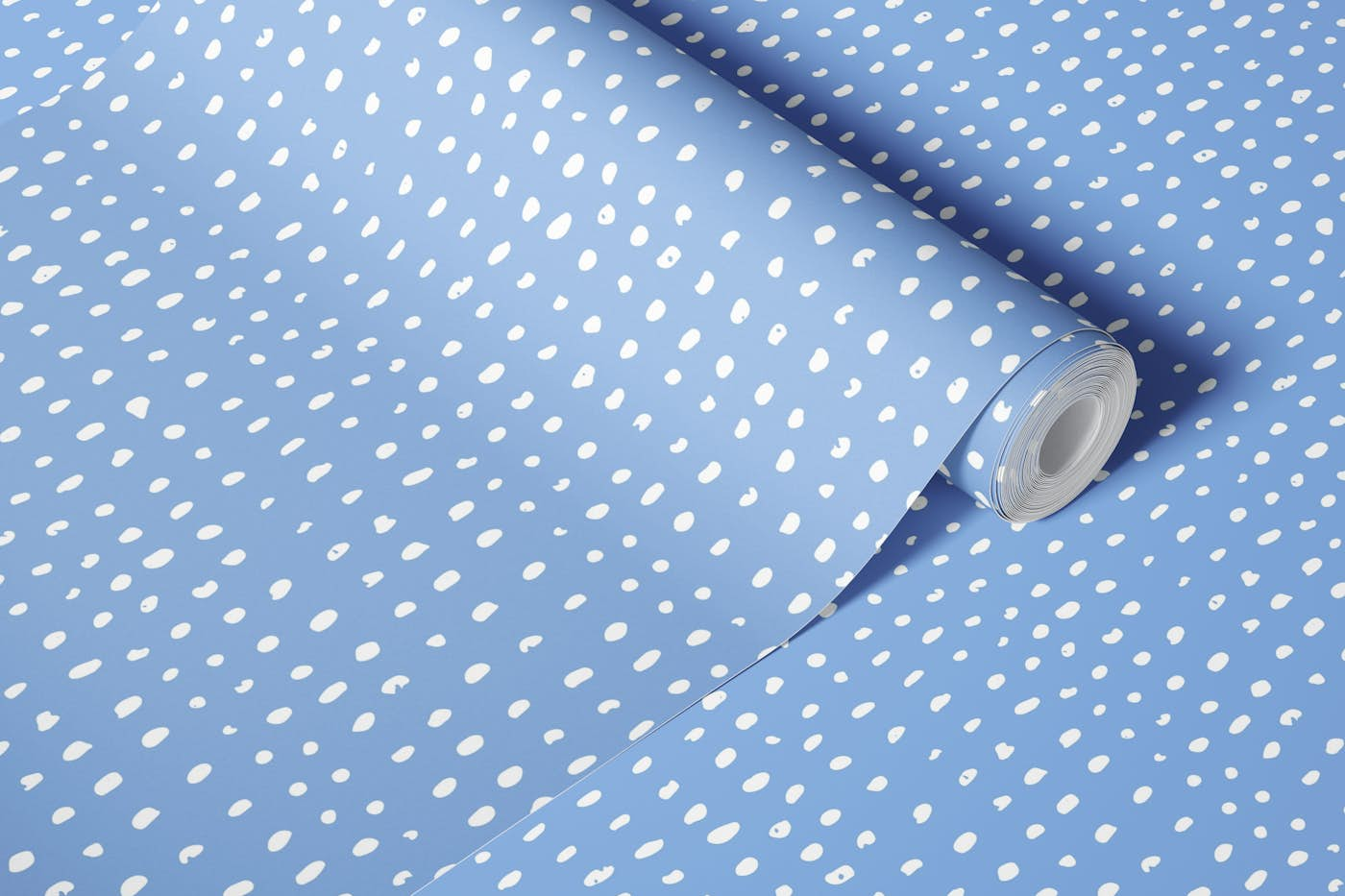 Hand drawn dots on blue wallpaper roll