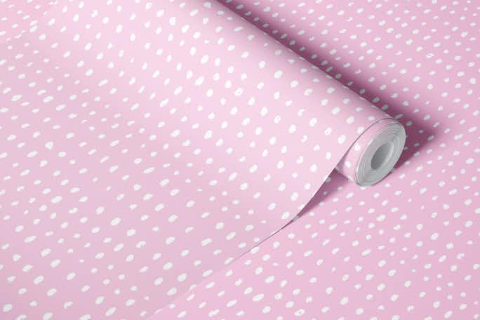 Hand drawn dots on vibrant pinkwallpaper roll