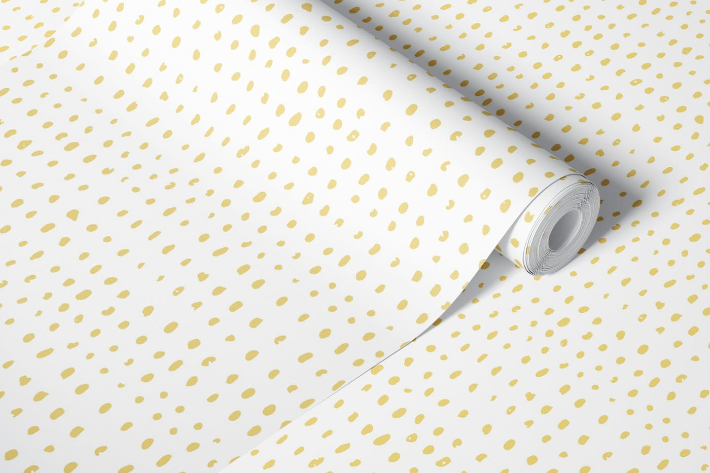 Hand drawn dots in yellow wallpaper roll