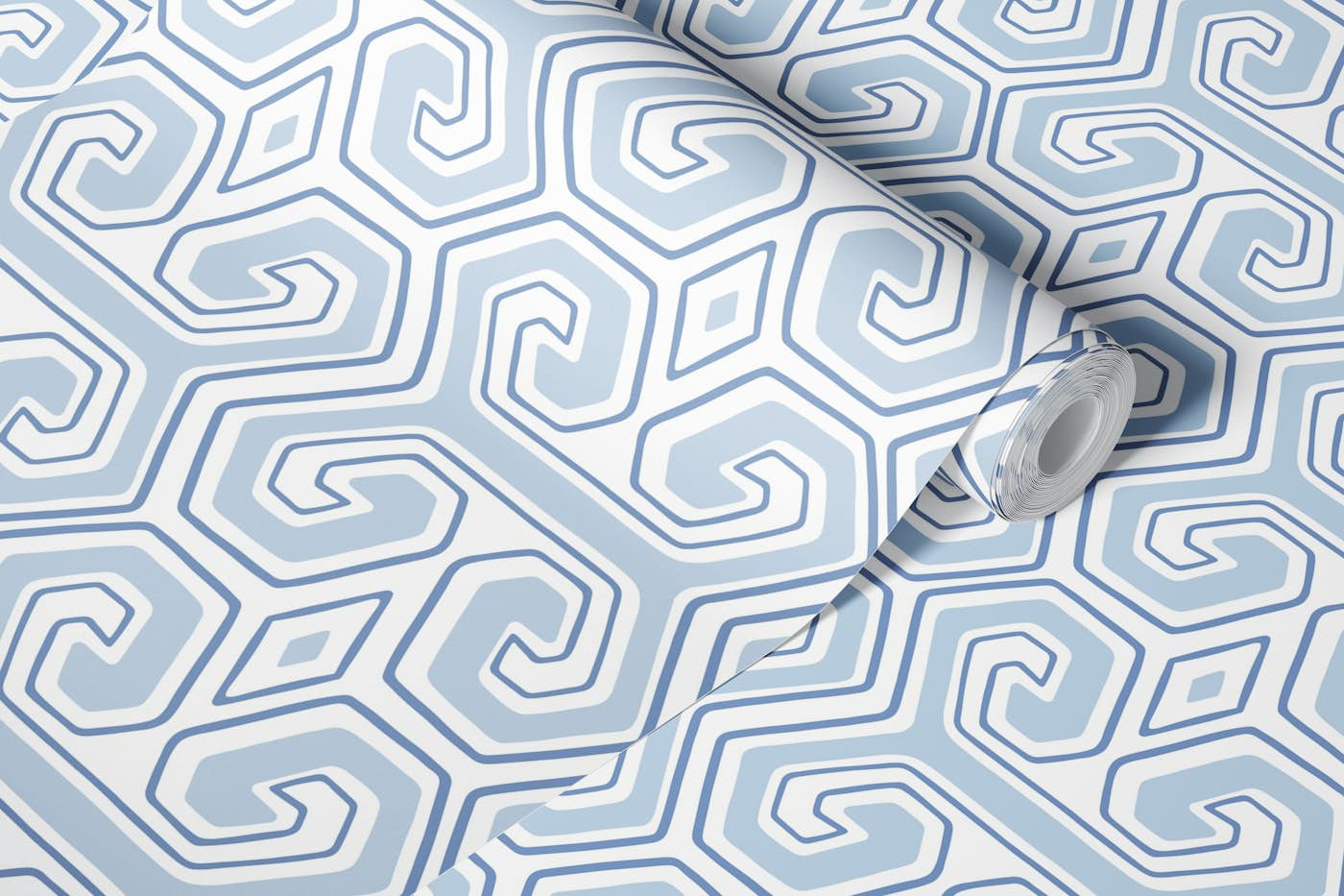 Tribal geometric - soft blue wallpaper roll