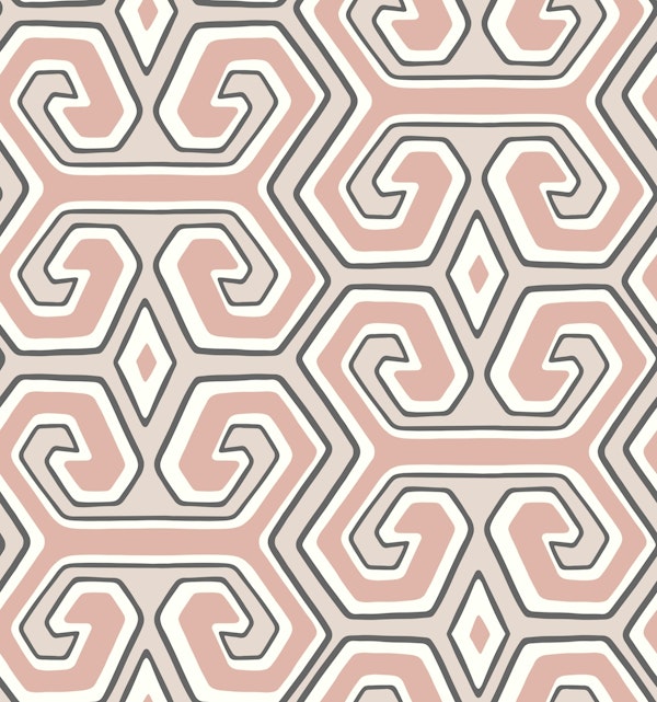 Tribal geometric - parchment and salmon