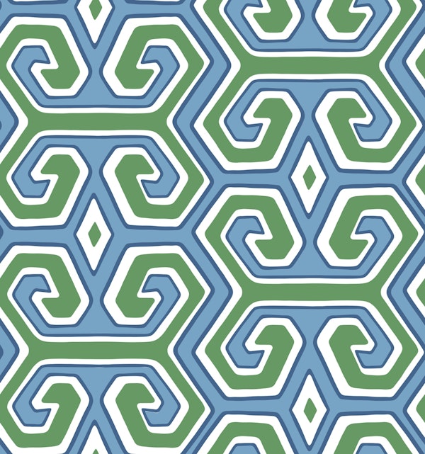 Tribal geometric - blue and green