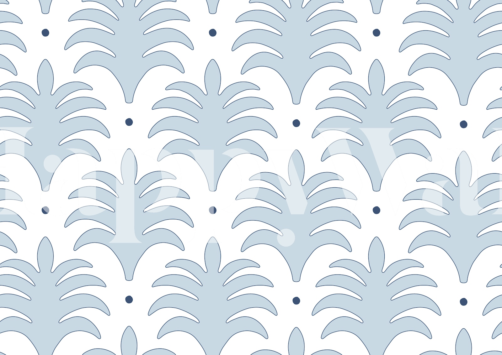 Palm Fan Pattern Blue Palm Leaf Wallpaper for Bedroom