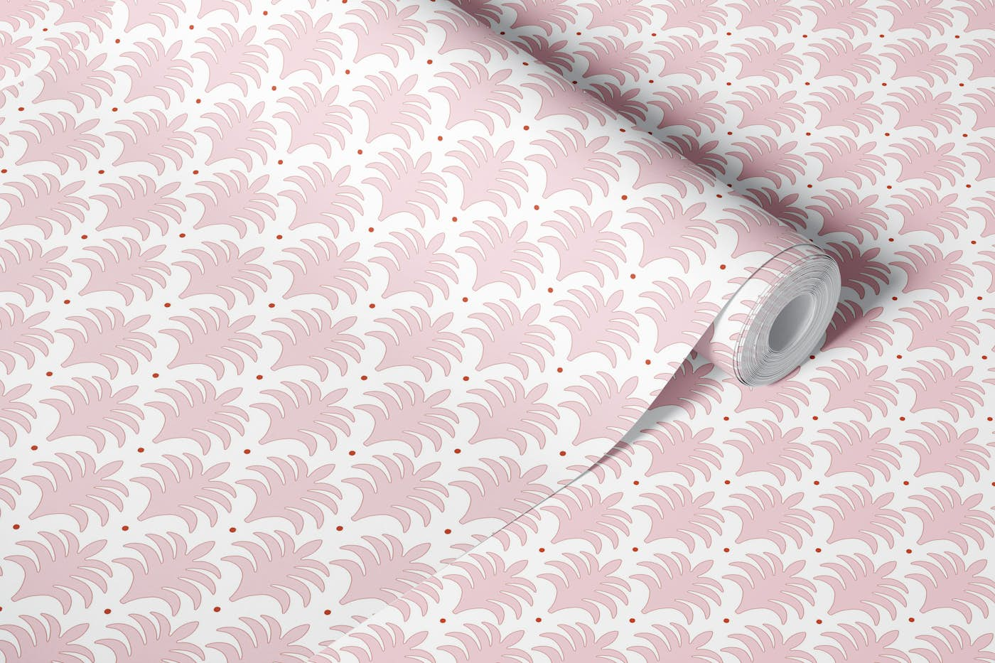 Simple palm fans - pink and red wallpaper roll