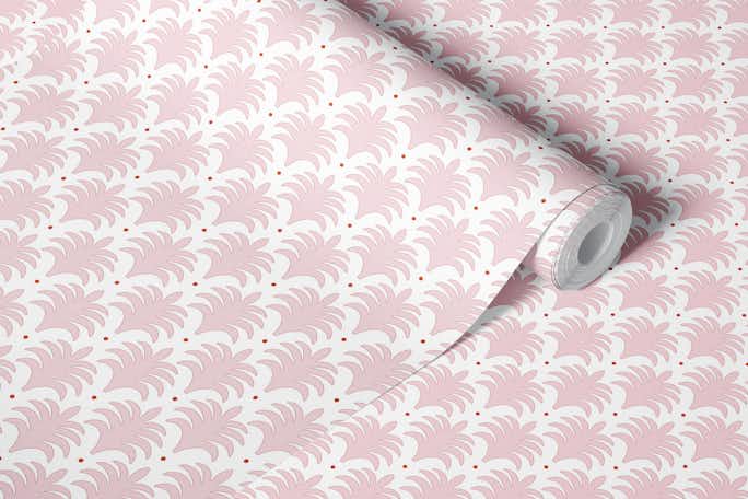 Simple palm fans - pink and redwallpaper roll