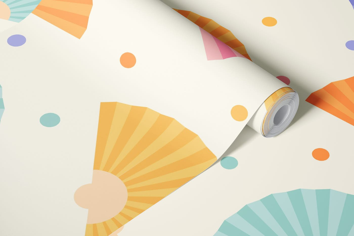 Hand Fans - Pastel Pattern wallpaper roll