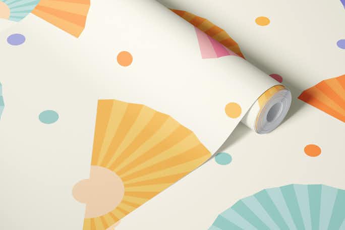 Hand Fans - Pastel Patternwallpaper roll