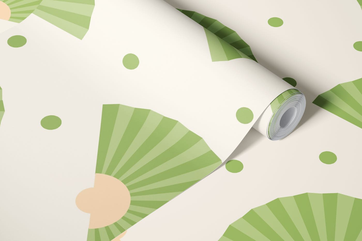 Green Hand Fans Pattern wallpaper roll