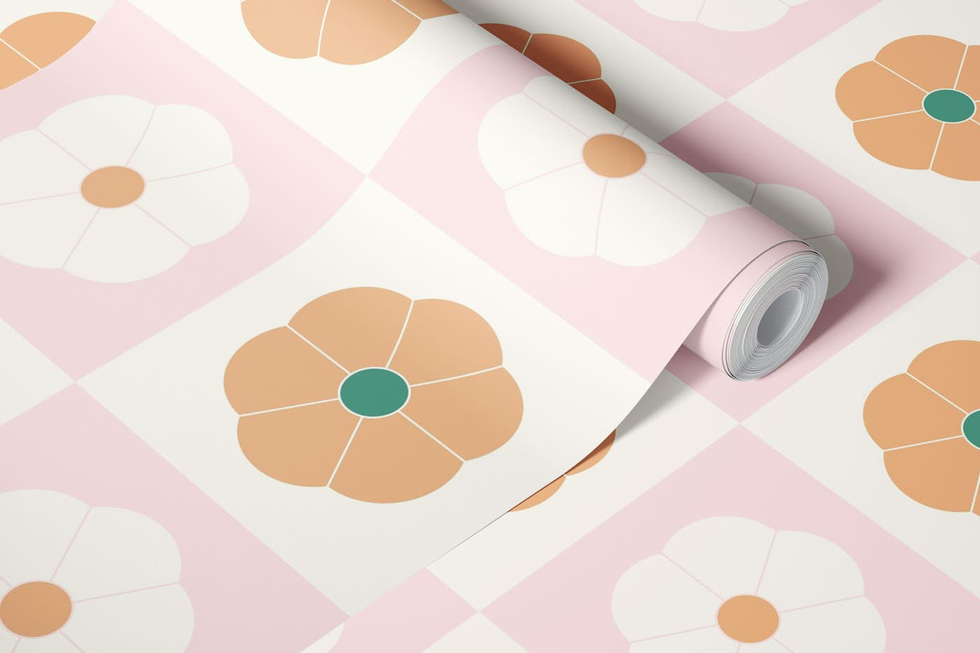 Geometric Flowers Pattern wallpaper roll