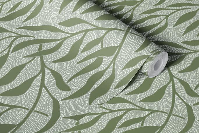 Minimal branches - sage greenwallpaper roll