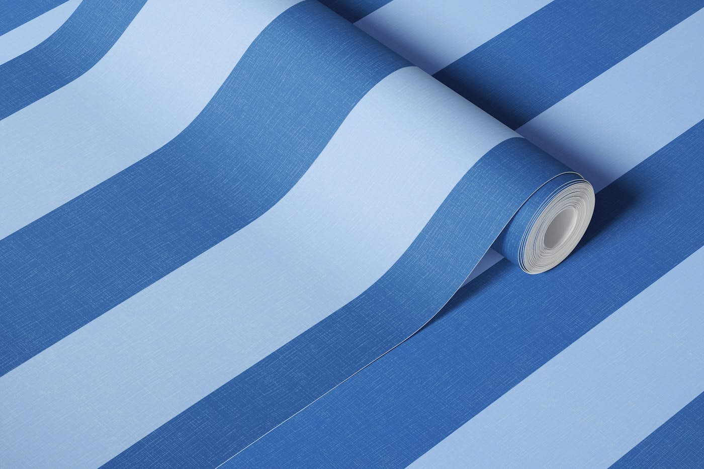 Wide textured stripes - blue wallpaper roll