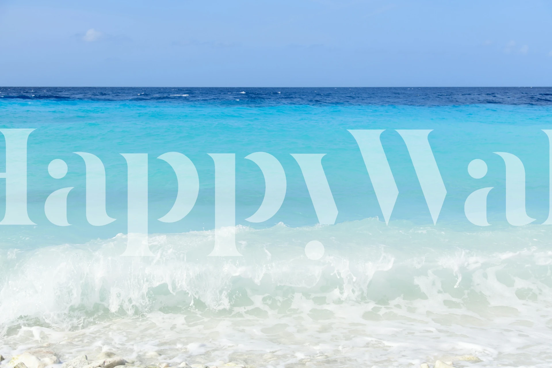 Aqua gradient ocean view wallpaper in shades of blue and white