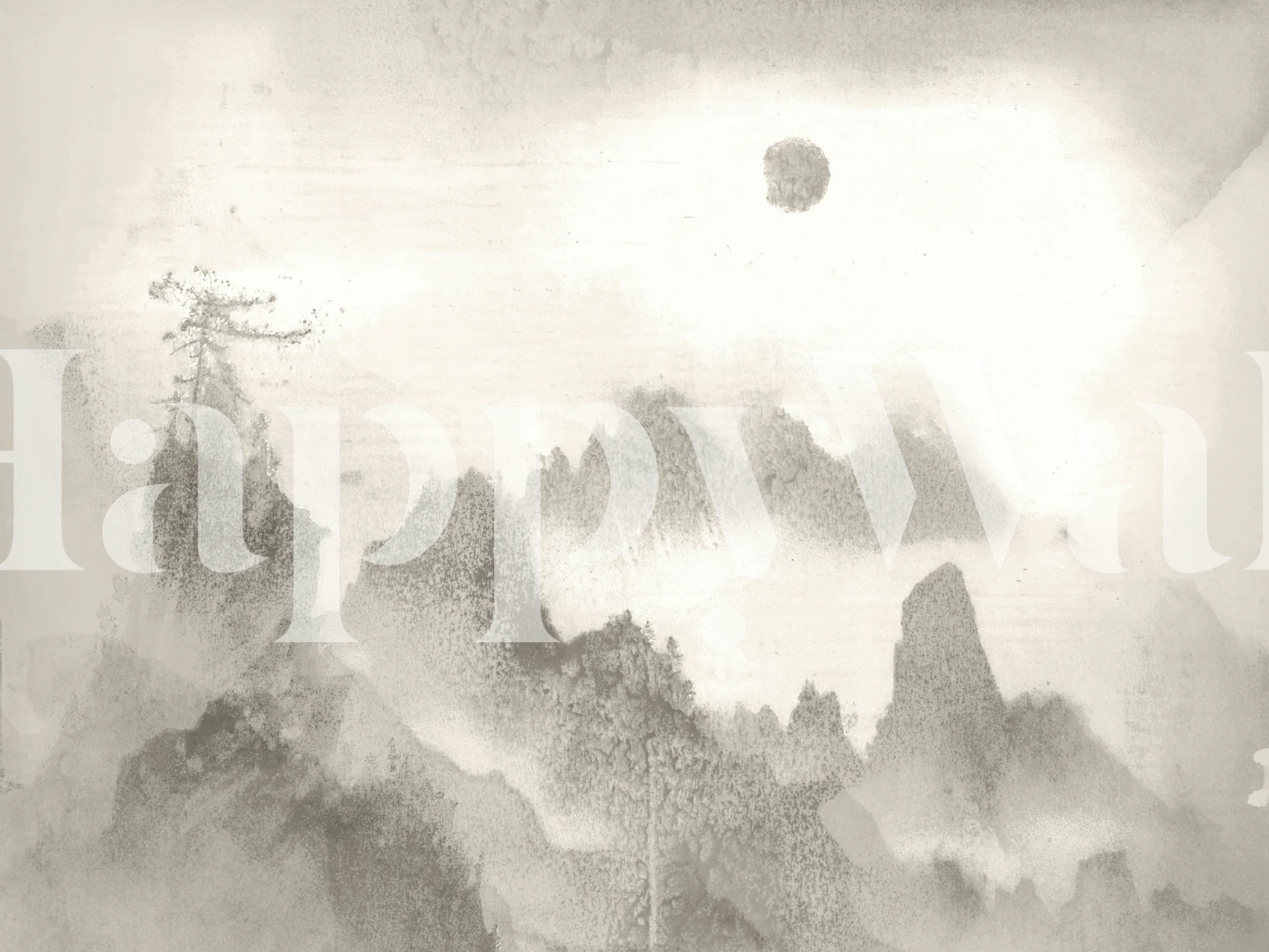 Misty moody forest akvarell tapet i et rom