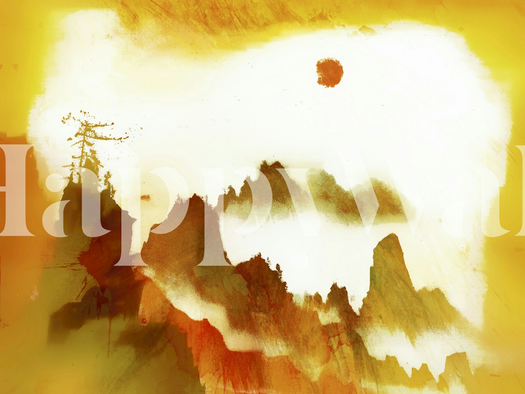 Foggy Moody Forest wallpaper in a room