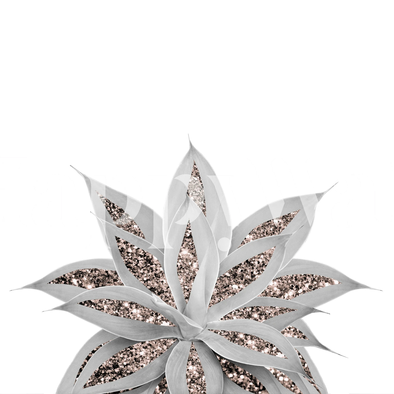 Silver agave leaves with glitter detail wallpaper