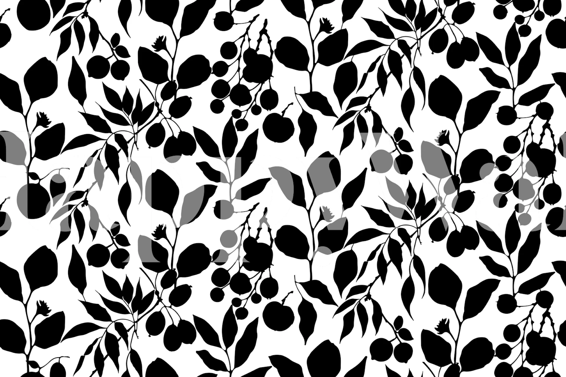 Black and white foliage pattern wallpaper