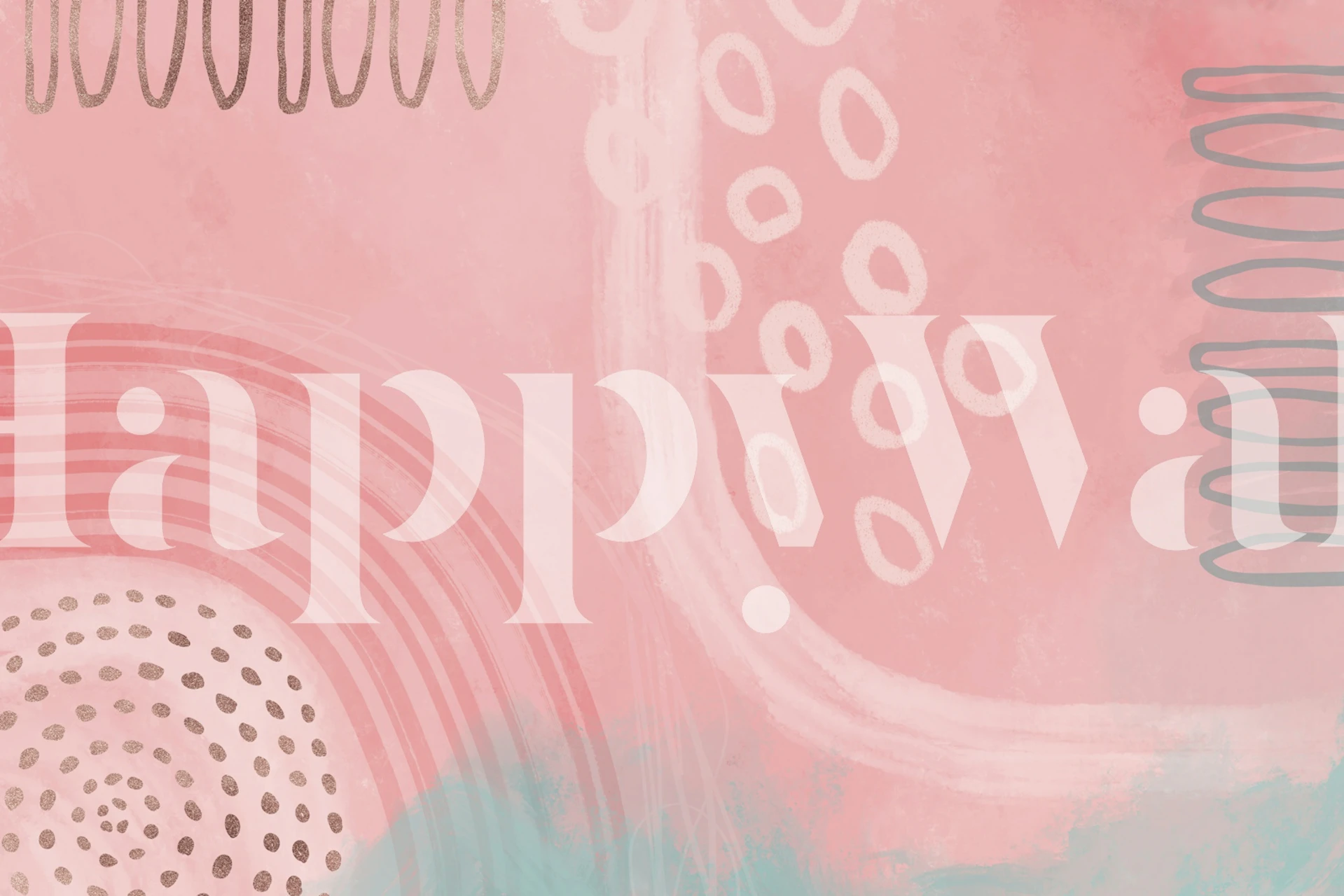 Abstract pink boho wallpaper with circles and lines