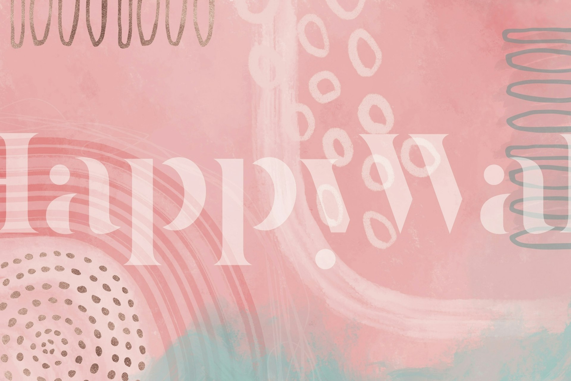 Abstract pink boho wallpaper with circles and lines