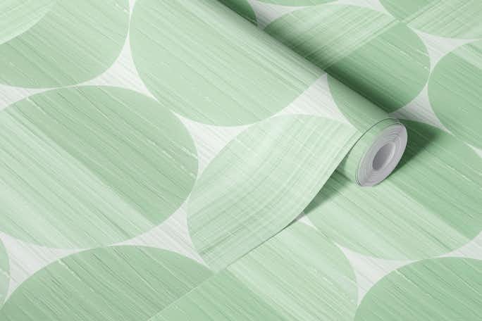 Retro Circle Shapes Paint Texture Sage Greenwallpaper roll