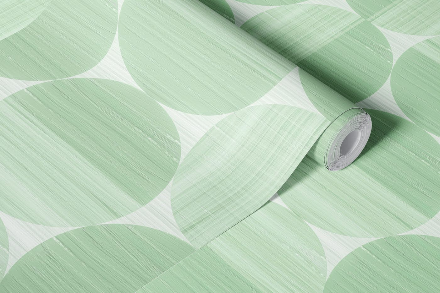 Retro Circle Shapes Paint Texture Sage Green wallpaper roll