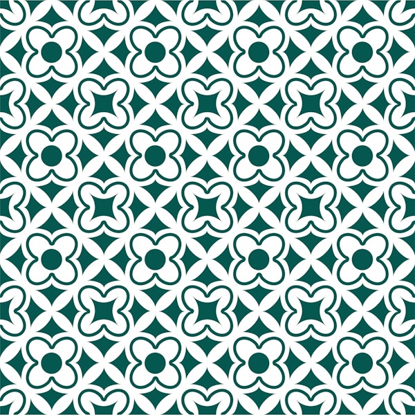 Turkish tile floral pattern forest green