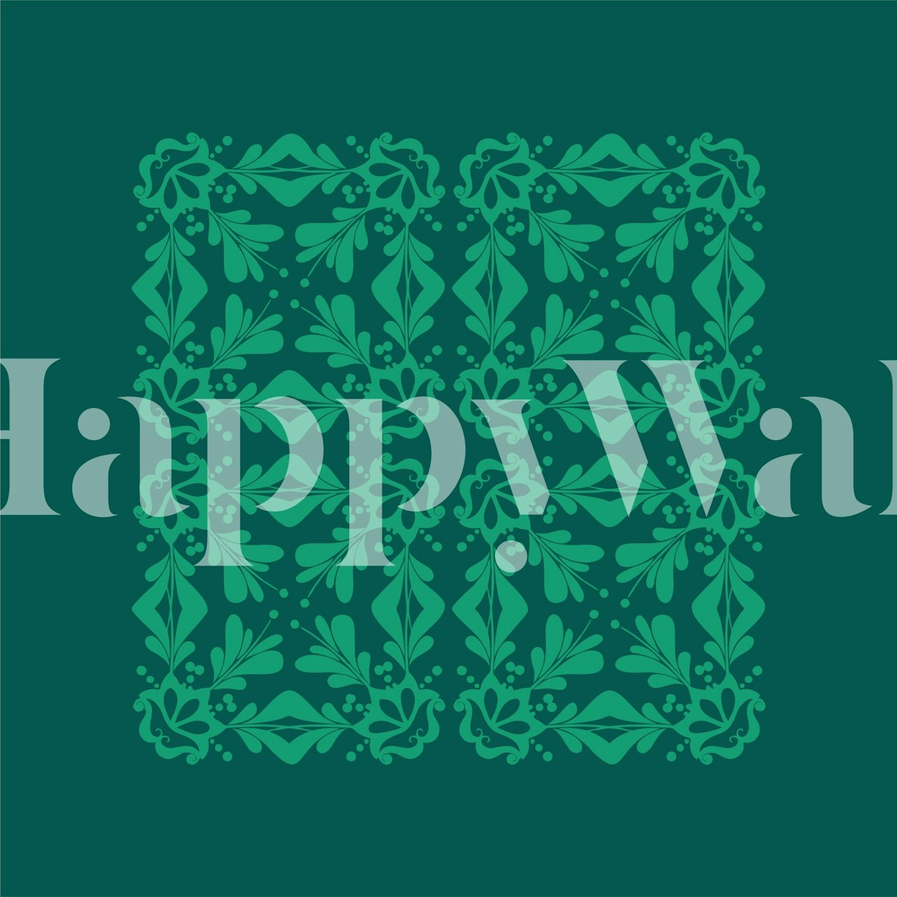 Green floral pattern wallpaper with jade ornaments