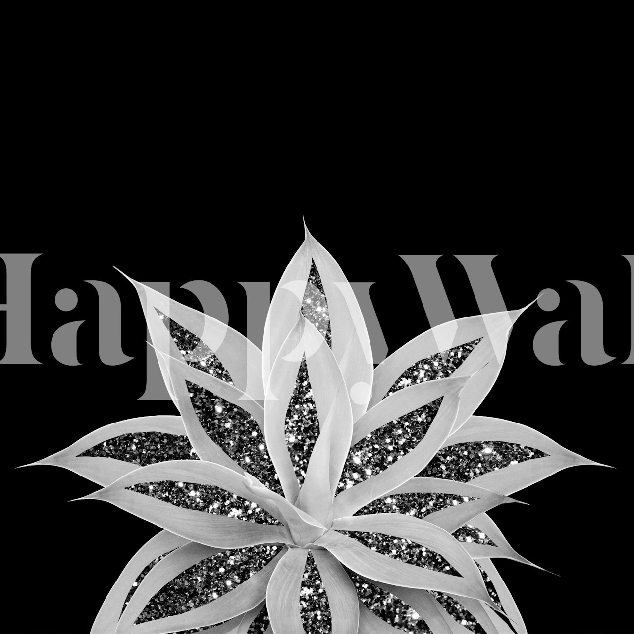 Fototapeten Design mit grauer und silberner Agavenpflanze