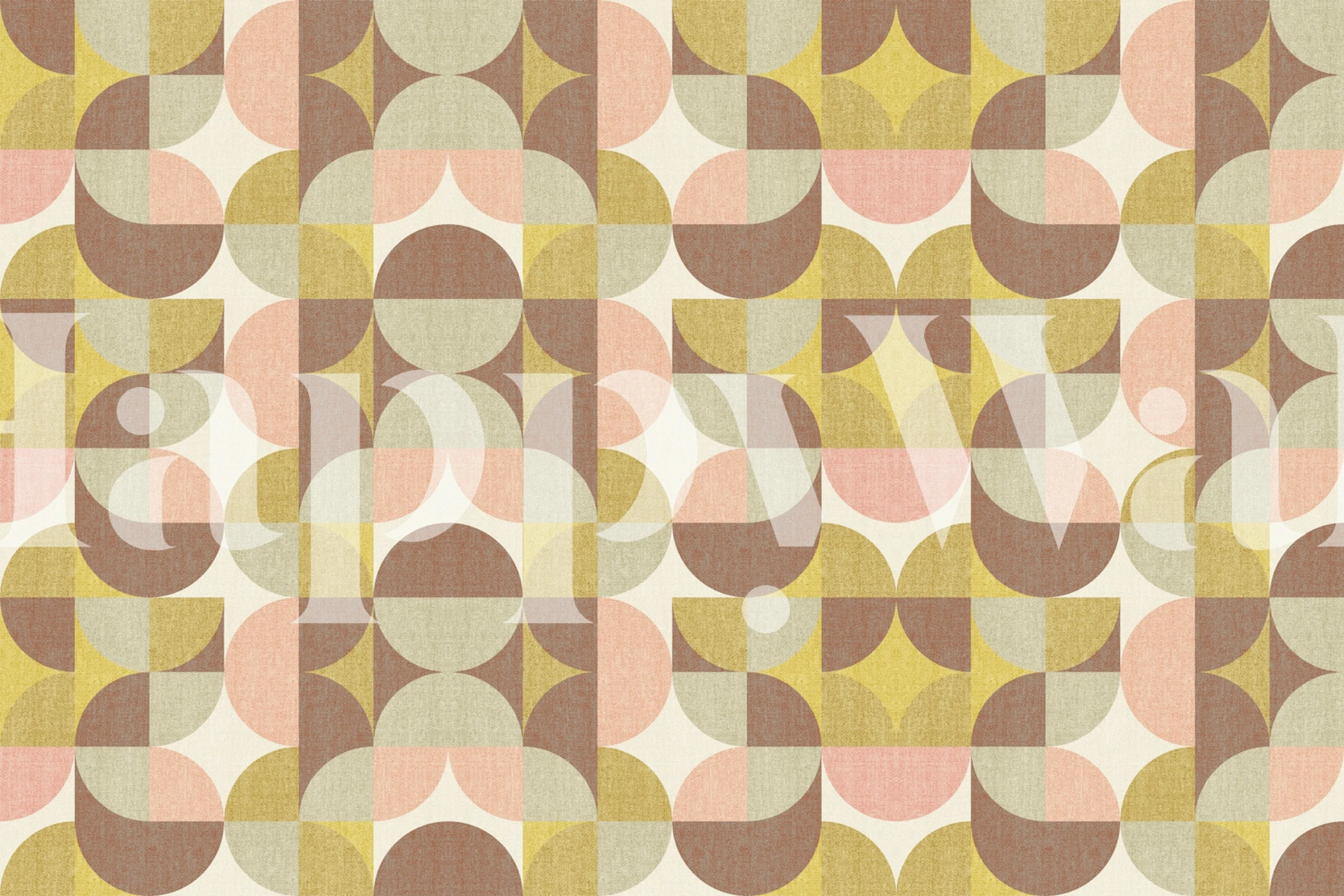 Retro Geometric Pattern Brown Sage dans une pièce
