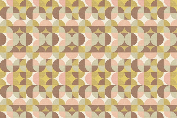 Retro Geometric Pattern Sage Brown Pink