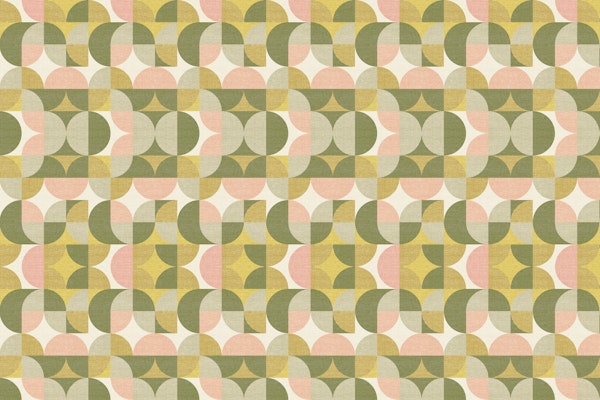 Retro Geometric Pattern Sage Yellow Pink