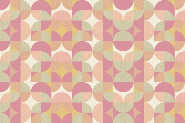 Retro Geometric Pattern Peach Pink Orange