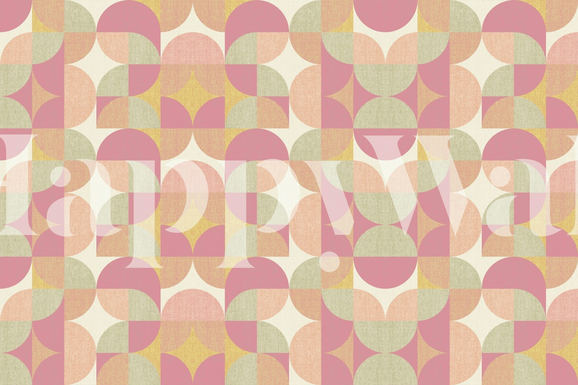 Retro Geometric Pattern Peach Pink Orange i et rom