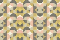 Retro Geometric Pattern Sage Black Pink ταπετσαρία