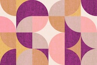 Retro Geometric Pattern Pink Magenta Beige ταπετσαρία