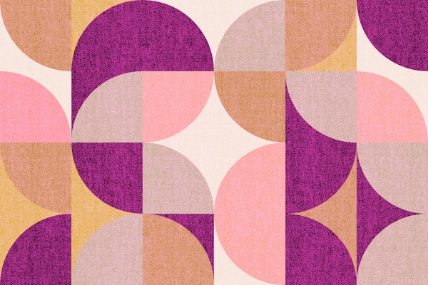 Retro Geometric Pattern Pink Magenta Beige