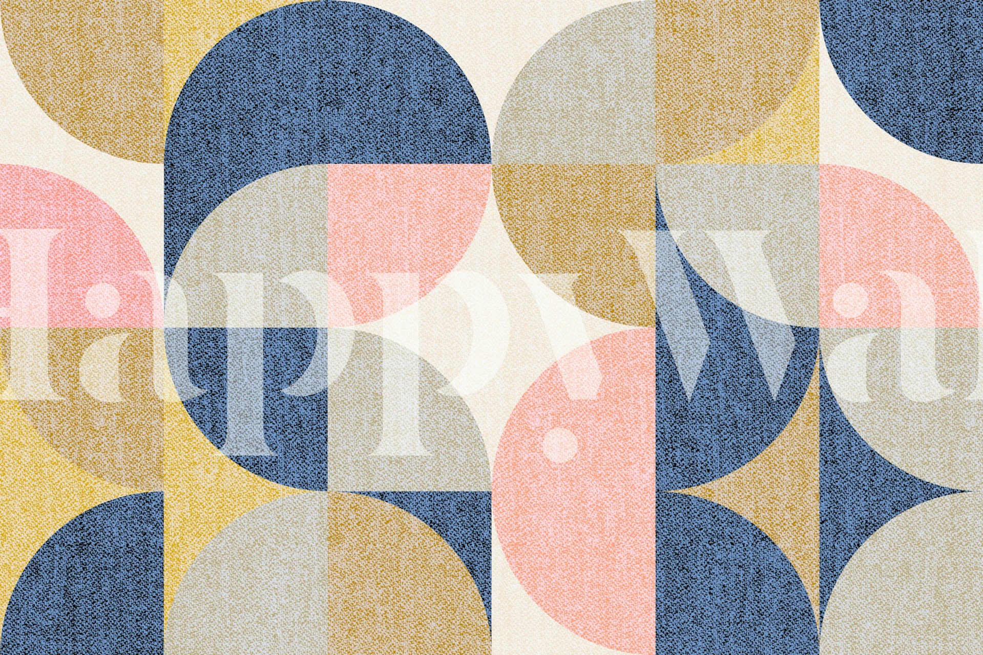 Retro geometric pattern wallpaper in a room