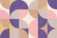 Retro Geometric Pattern Plum Beige Pink ταπετσαρία